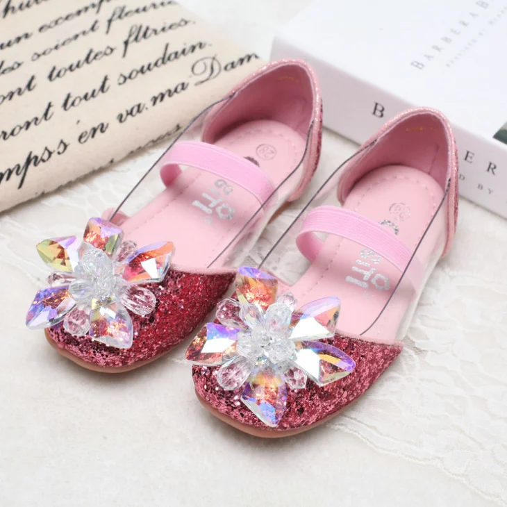 
YY10218S Hot selling glitter crystal decoration shoes kids girls sequins dance shoes 
