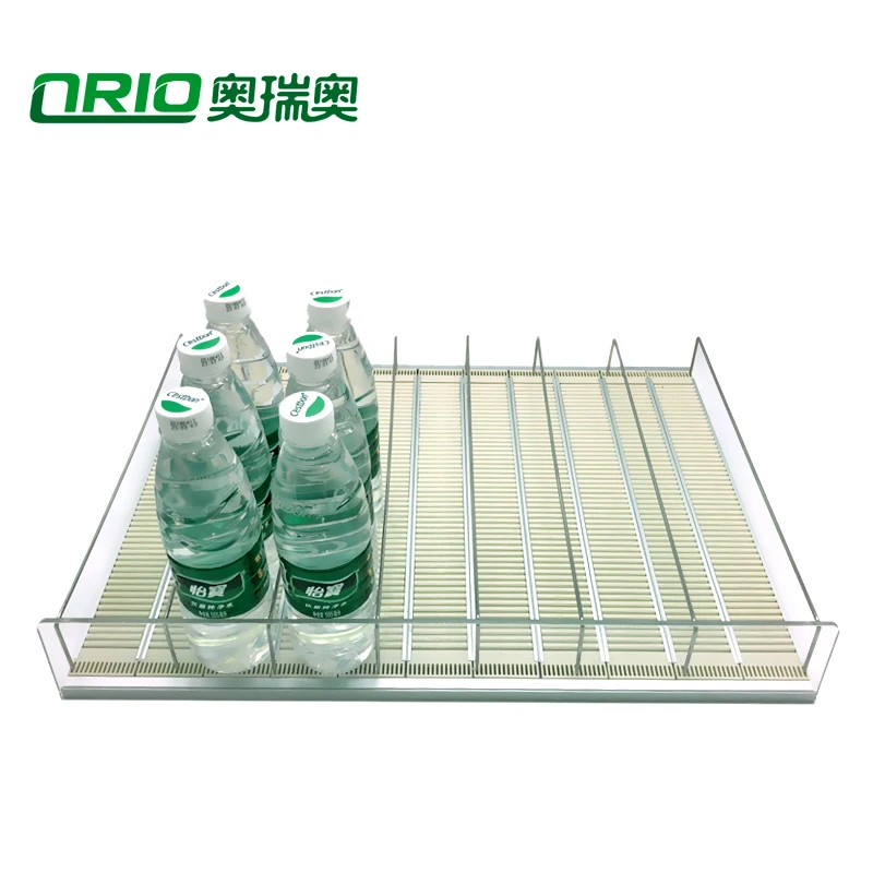 Magnetic Divider Plastic Gravity Feed Roller Shelf System For Beverage Cooler