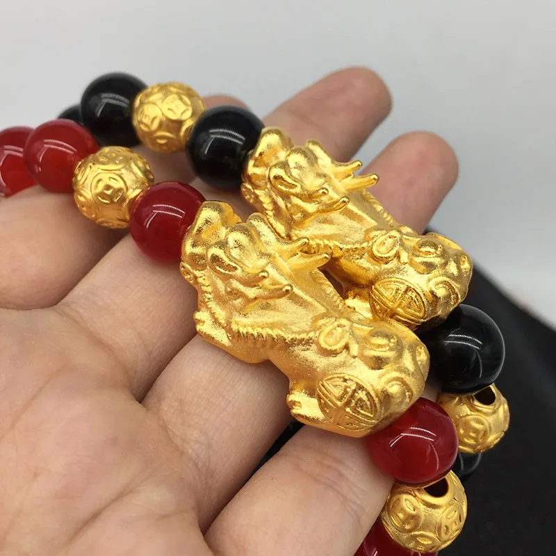 Vietnam Alluvial Gold Brave Troops Charm Man& Woman Lucky Pixiu Beads Bracelet Wholesale Gifts For Women