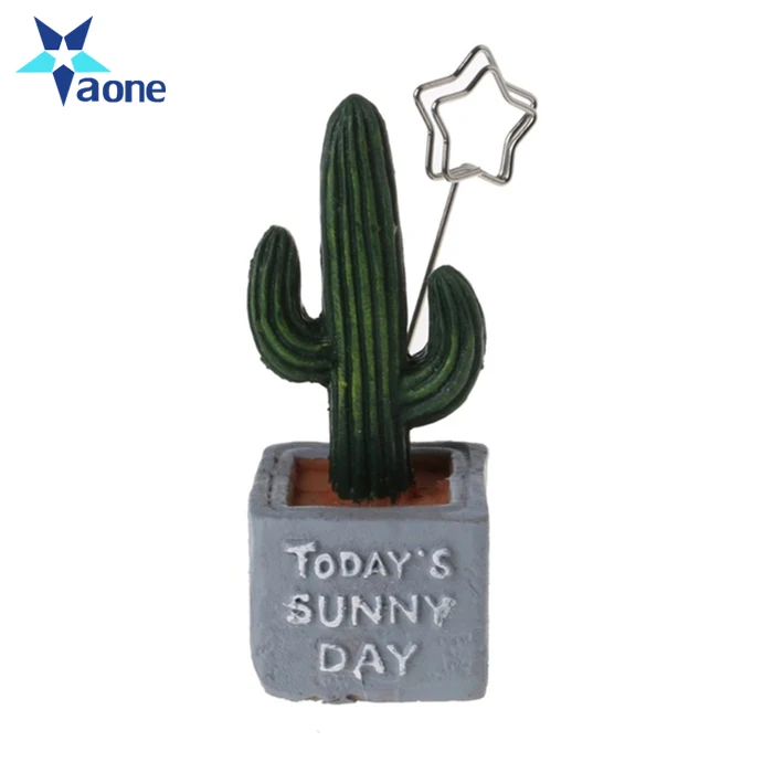 Cute Resin Cactus Design Memo Clip Stationery Table Plant Decoration Photo Clip Name Card Business Memo Holder