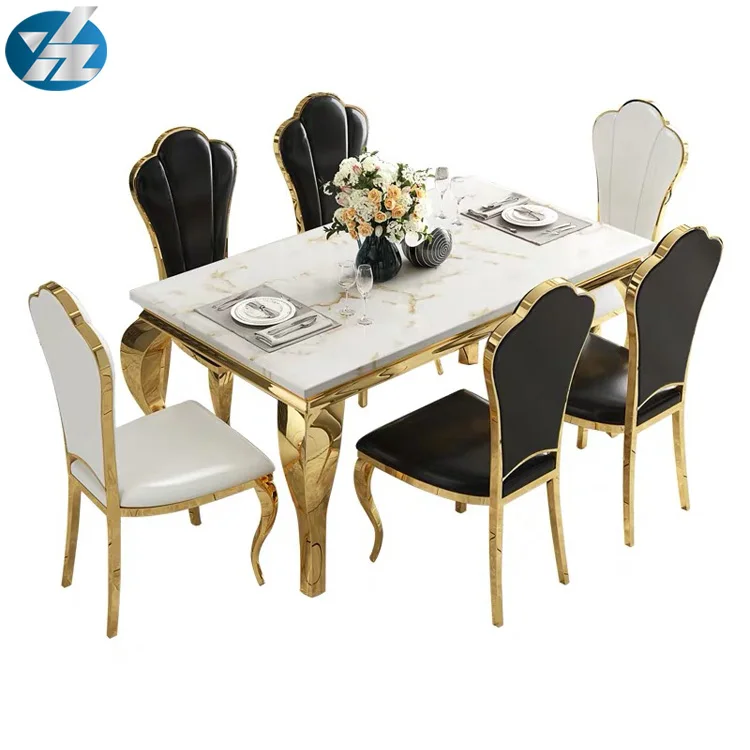 Современные Квадратные столовые столы из нержавеющей стали со стеклянной столешницей золотого цвета 1110