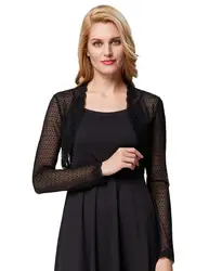 BP женские полу Прозрачное нижнее белье с длинным рукавом открытой передней черного Болеро BP000534-1