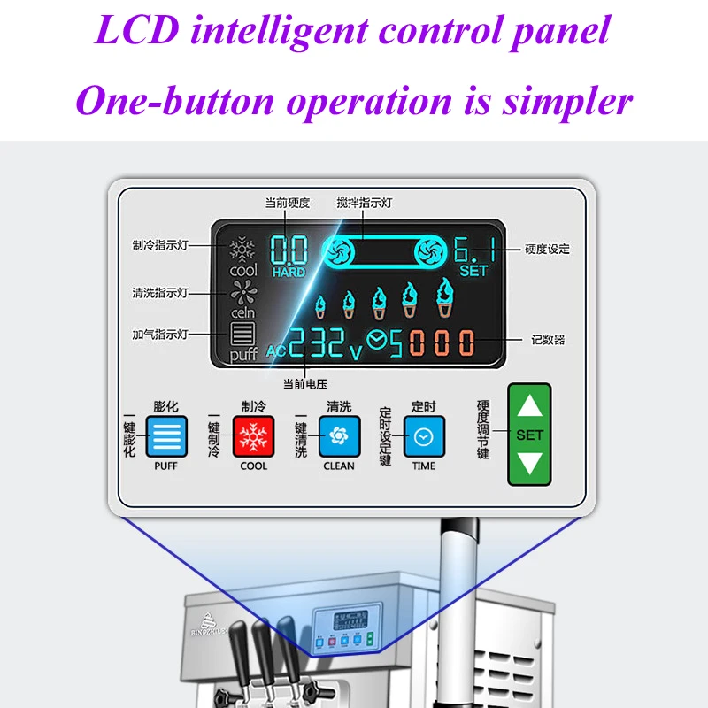 220V 50Hz 3 flavors  ice cream frozen yoghurt machine Soft Serve Ice Cream Machine