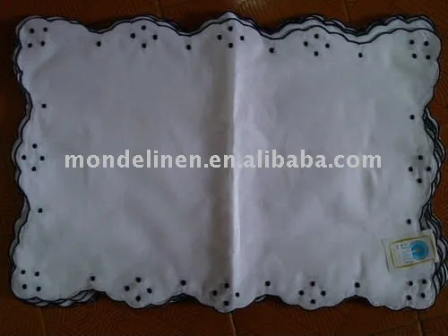 
pipping edge white placemat tablemat 