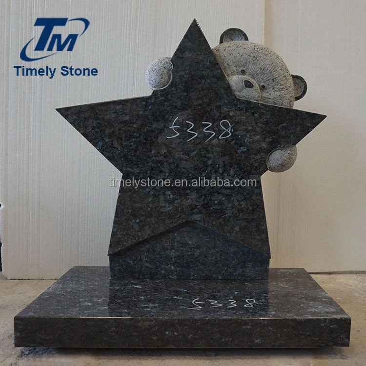 
Simple Quality Granite Teddy Bear Star Child Headstone 