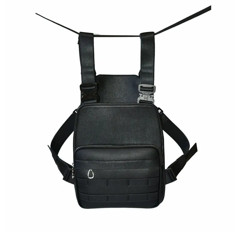 Luxury Military PU Leather Chest Rig Tactical Vest with Metal Buckle
