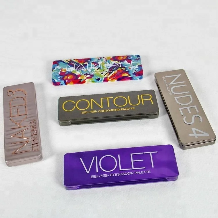 custom logo professional magnetic makeup eyeshadow tin palette 12 colors with mirror and embossed Logo