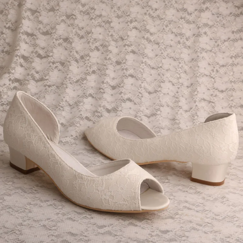 Wedding Peep Toe Shoe Low Heel