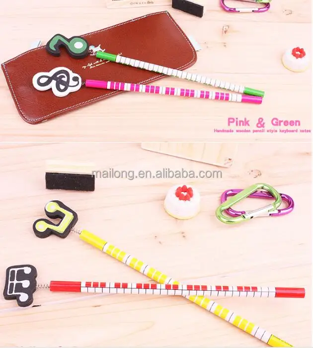 
Wooden pencil cartoon music symbol Creative cartoon Japanese and Korean students stationery 