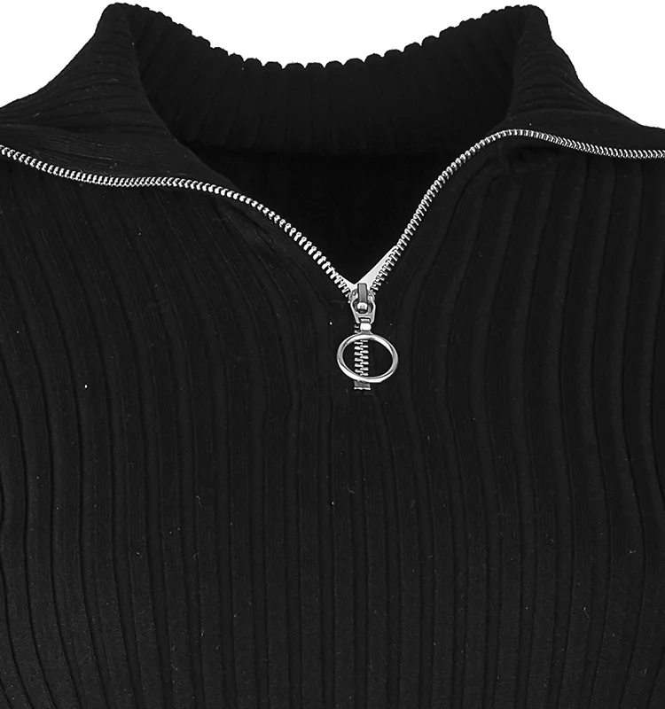 Женский пуловер с высоким воротником вязаный джемпер свитер на молнии