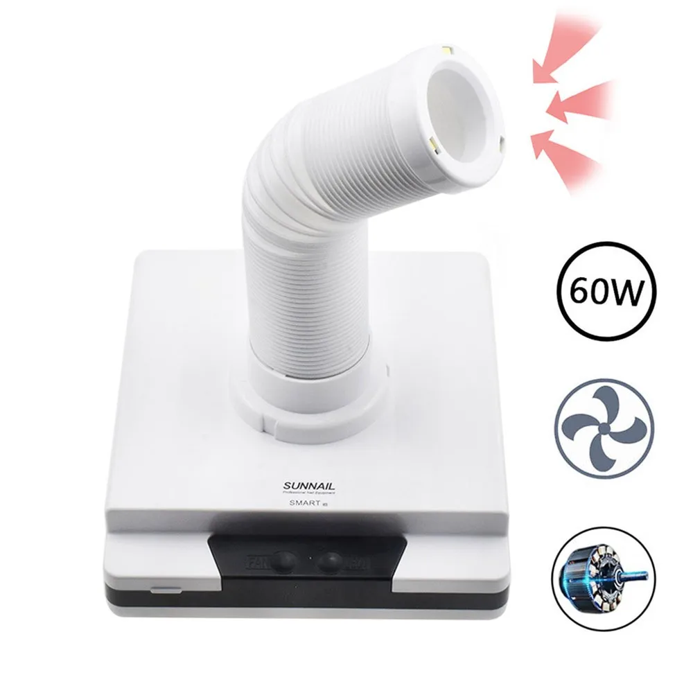 Nail Dust Collector, 60W Suction Dust Machine Vacuum Cleaner Nail Art Manicure Device with Touch Sensor Design