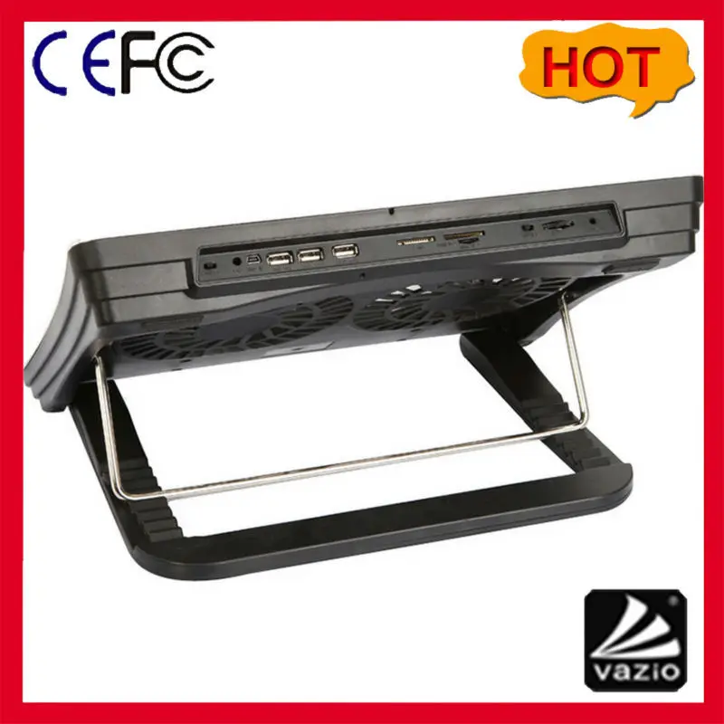 8 degree angle adjustable notebook cooler pad with usb hub and fan