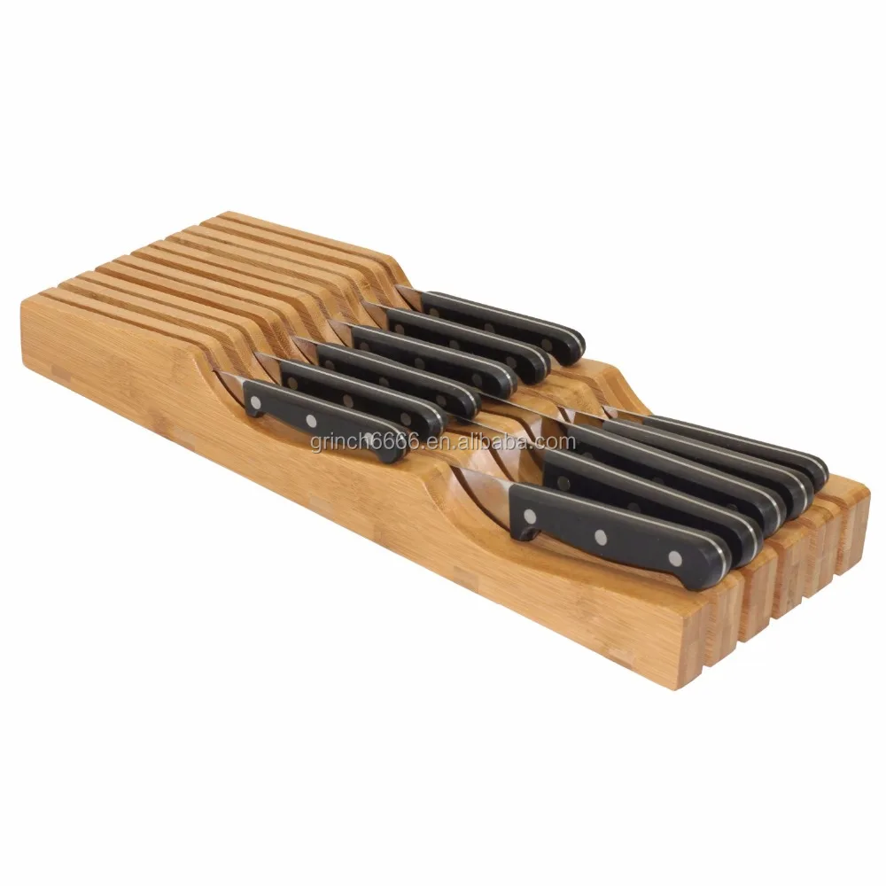 In-Drawer Bamboo Knife Organizer
