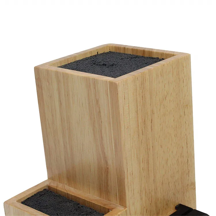 2 Tier Universal With Knife Sharpener Wooden Knife Block