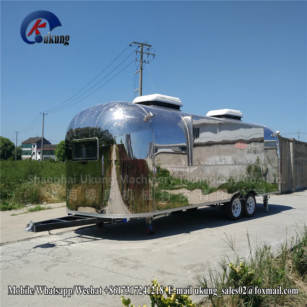 UKUNG stainless steel mobile burger truck equipped with cooking appliances, stainless steel hot dog cart