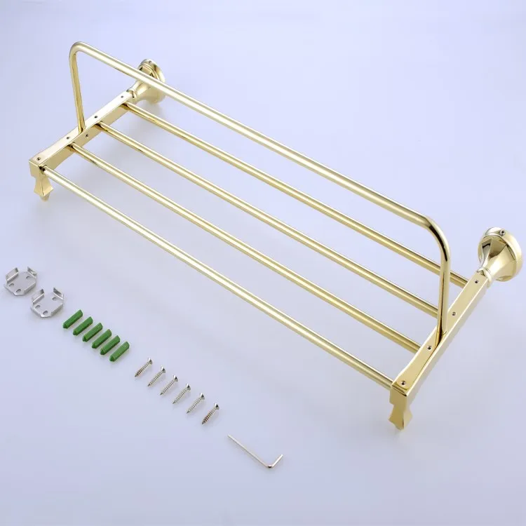 
Brass rose gold polished bathroom accessories set 24 inch towel rail wall mounted hardware towel shelf 