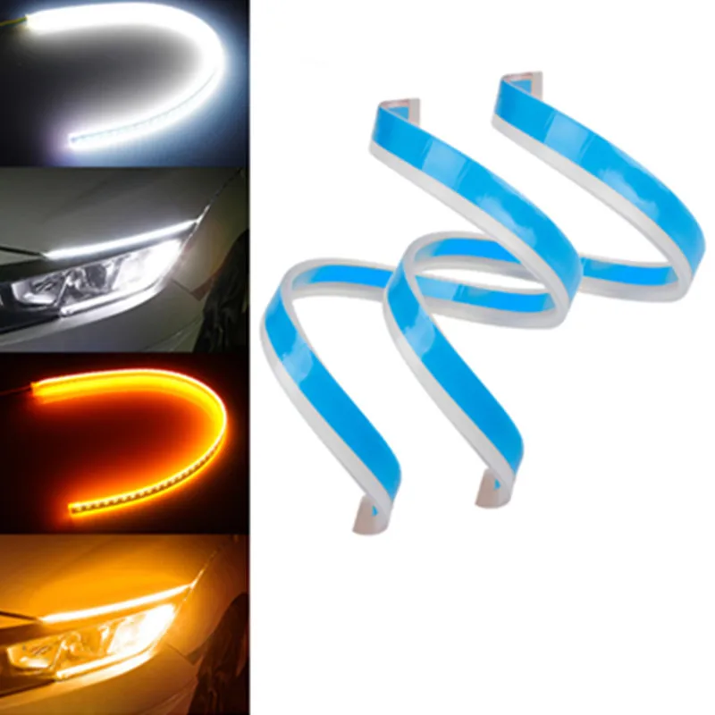 30CM 45CM 60CM led drl Daytime Running Lights White Headlight LED Amber Turn Light drl Strip For Headlight car led strip light