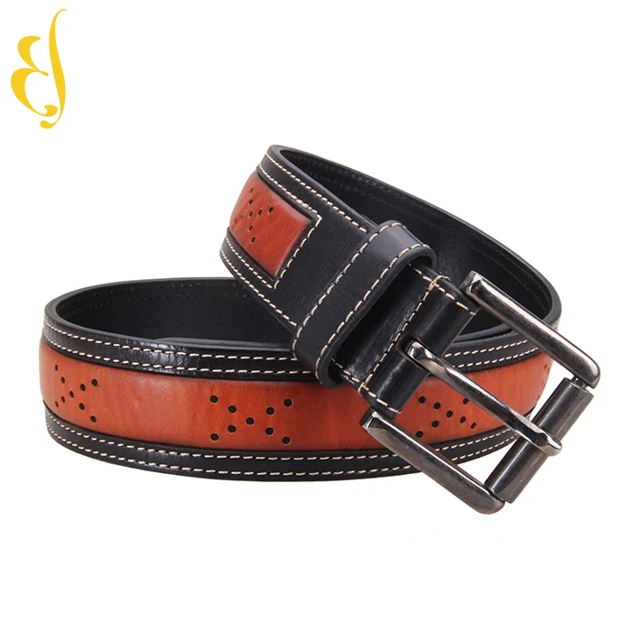 Pin Buckle Custom Logo Mens Luxury Leather Belt Cowboy style personalized perforated mens designer belts