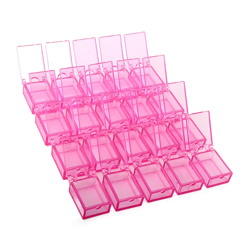 Nadeco 20 Separator Grids Plastic Transparent Pink Multifunctional Nails Storage Box