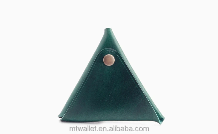Superior Vegetable Tanned Leather Coin Bag Long Life Usage Triangle Change Purse