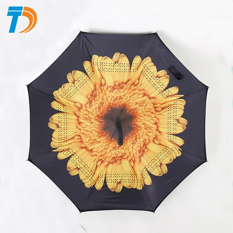 Custom Magic handle full printing inverted umbrella with case