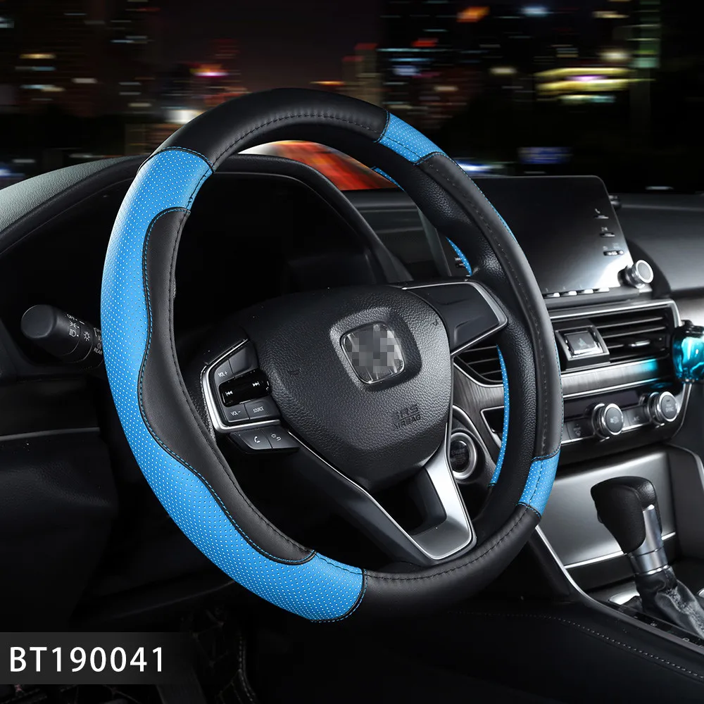 
PU Leather Custom Logo Steering Wheel Cover For Cars Honda Fit Accessories Manufacturer 