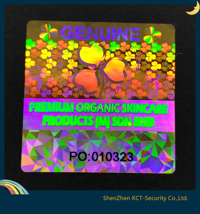 Anti-Counterfeit,Durable,Holographic Feature and PET, Material 3d security custom hologram stickers