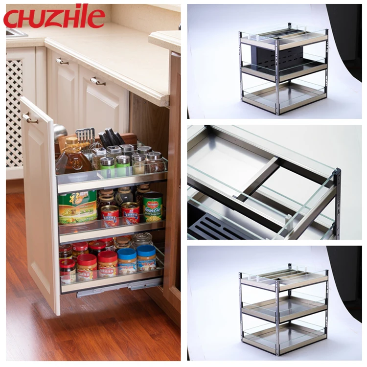 New product stainless steel multi-function kitchen drawer pull out basket for wholesale