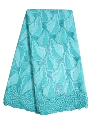 Hot Selling Machine Grade 100% Cotton Royal Blue Swiss Voile Lace Fabric With Rhinestone 2017