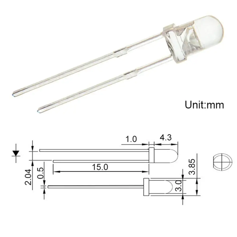High lumens DIP 1500nm 3000nm 8000nm 1.8-3.2v round led diode