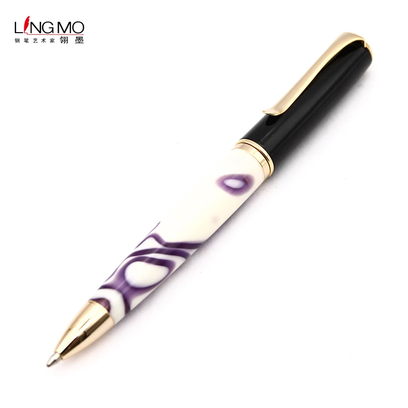 Lingmo Luxury High Quality Gift Marble Resin Ball Pen Acrylic Ballpoint Pen With CustomLogo