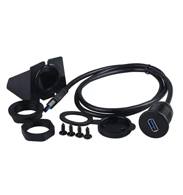 2M Single USB 3.0 Panel Mount Port 3.0 Male to Female USB Flush Mount.AUX Flush Mount Dashboard Cable for Car Boat Truck