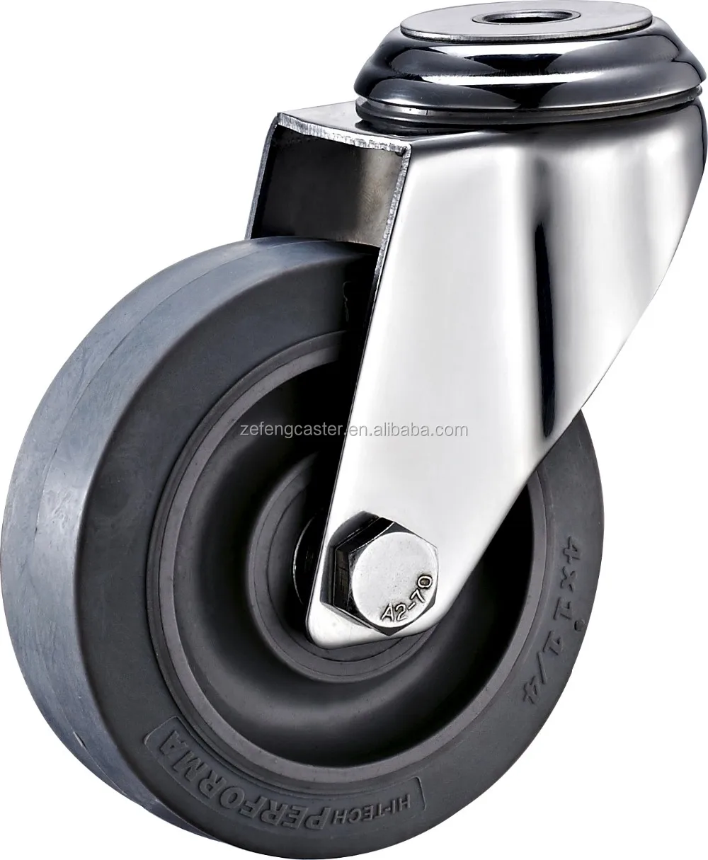 4inch Bolt Hole Stainless Steel Swivel Grey Rubber Caster Wheels