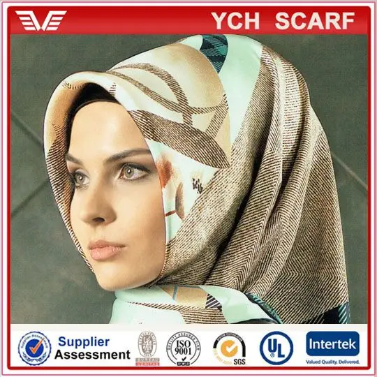 Cheap Price Women Printed Turkish Square Satin Scarf Wholesale