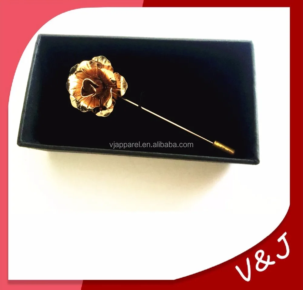 Gold Metal Flower Lapel Pin Packing box