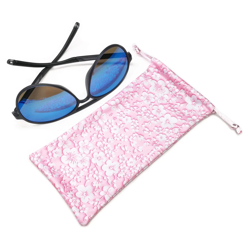 Custom Logo Printed Microfiber Drawstring Sunglasses Pouch Glasses Bag
