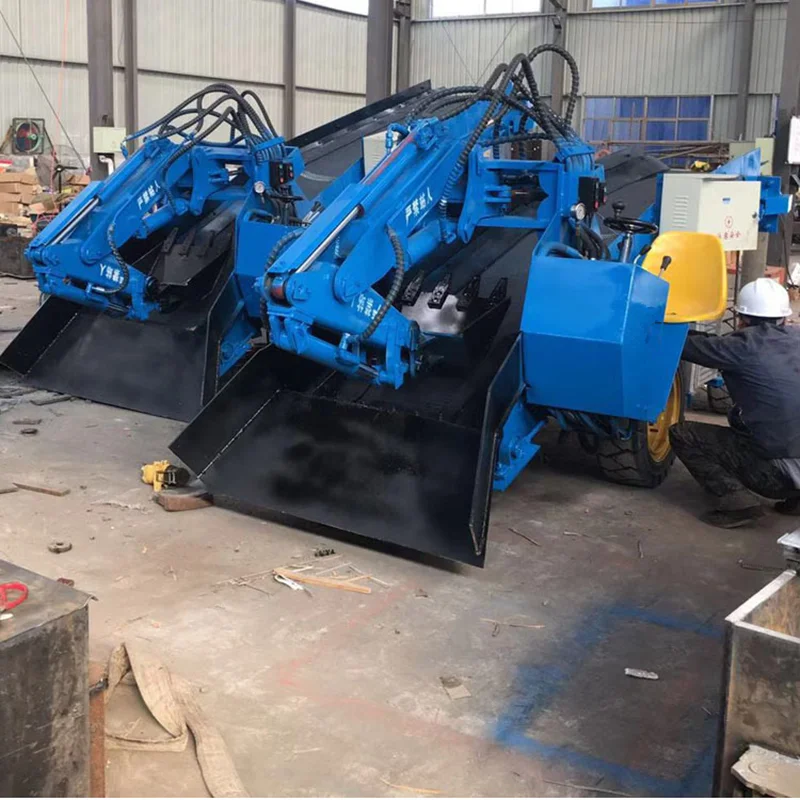 tracked wheel and digging arm trucking loader/hydraulic grilled slag machine