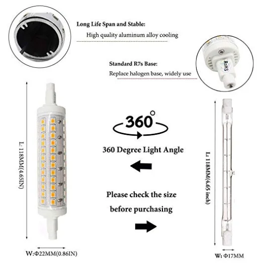 Halogen Replacement R7S LED Bulb 78Mm 118Mm 135Mm 189Mm 254Mm Led R7S