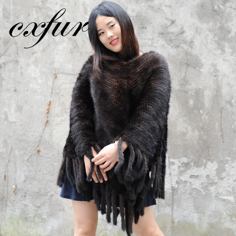 CX-B-M-10A Women Party Wear Fashion Lady Mink Fur Shawl