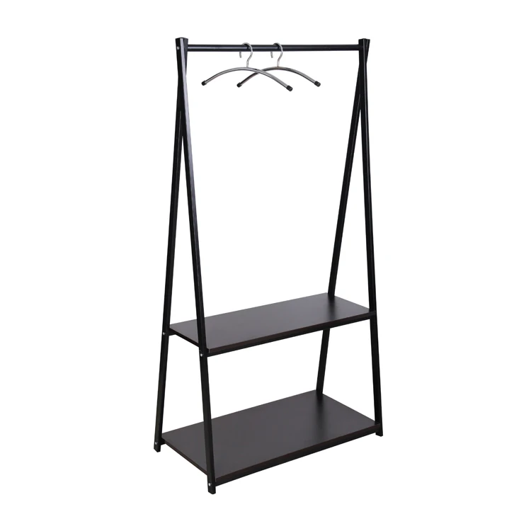 metal frame display bedroom hanging clothes rack /three layer clothes hanger rack a frame clothing rack
