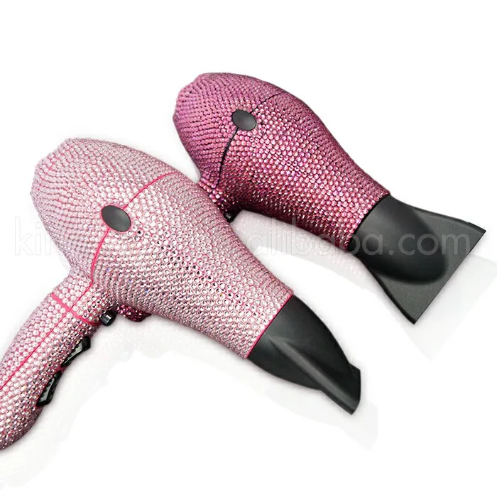 Fancy Pattern Assorted Color Crystal Jeweled Available Hair Blow Dryer With Diffuser