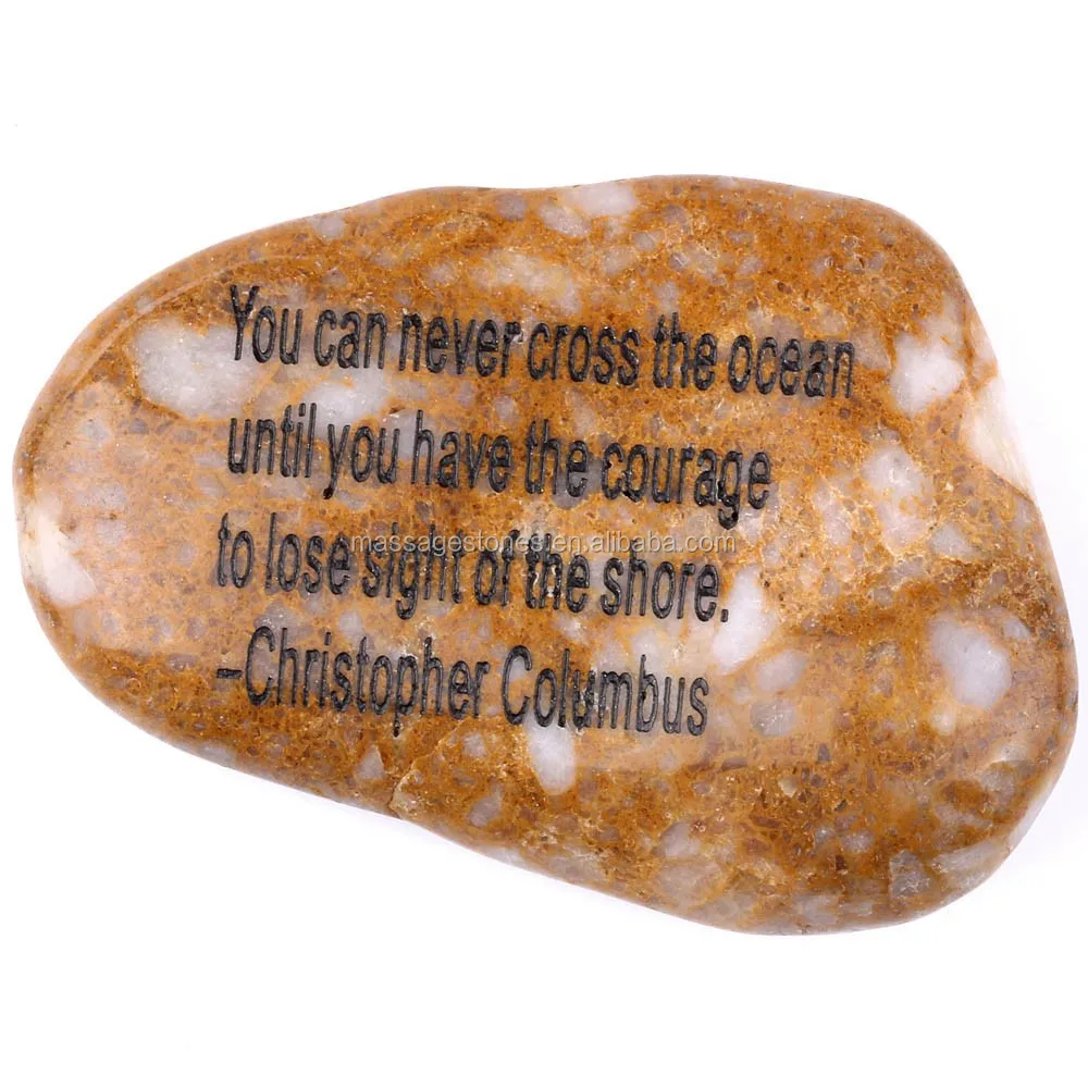 OEM beige river rock word pebble stone with Quotes