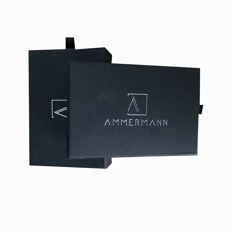 Выдвижной ящик для упаковки на заказ черный квадратный картонный бумажник коробка бумажника