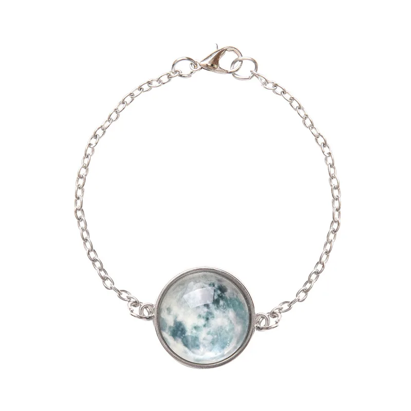 Fashion Crystal Full Moon Lunar Star Series Planet Bracelet Glass Dome Bangles Men Women Glow in the darkness Luminous Jewelry