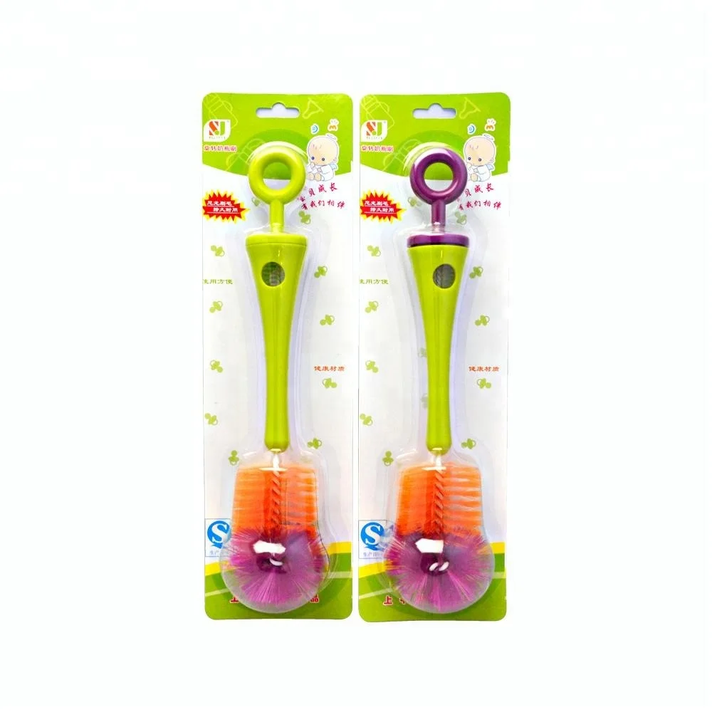 New Design Deep Cleaning Long handle Safe Durable silicone milk bottle brush cleaner