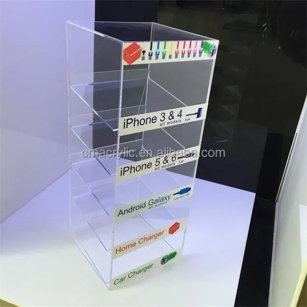 6 tier Cases Charger Counter Display Clear Acrylic Mobile Phone Cellphone Accessories Display Stand