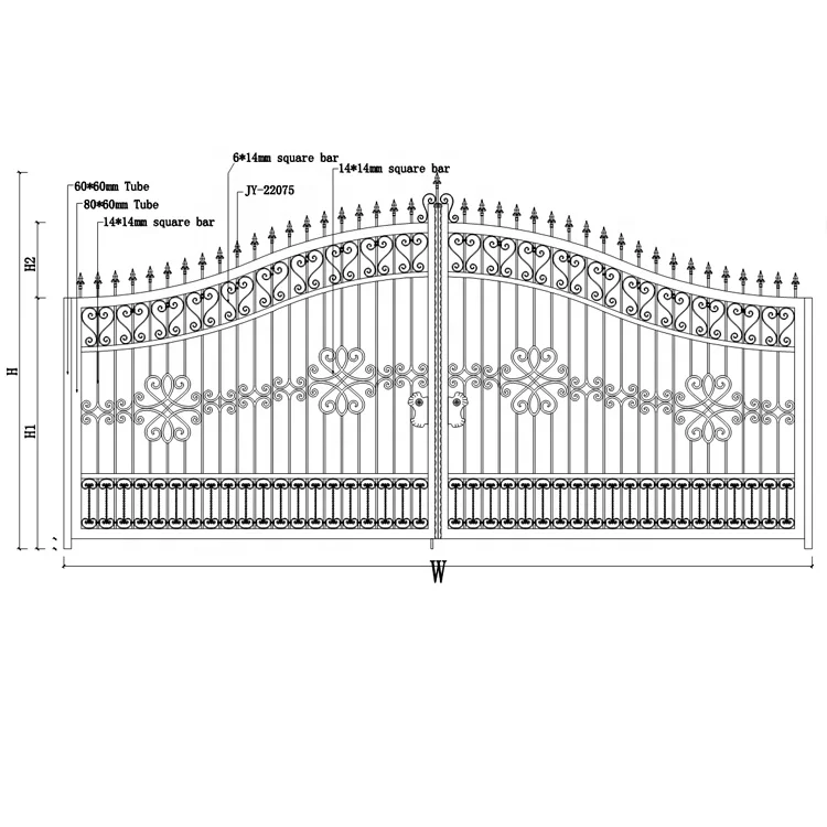 Customized modern main house door wrought iron gate design simple