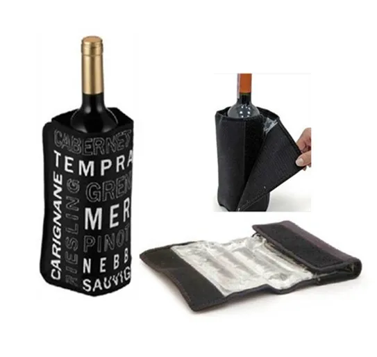 Thermal Ice Gel Cooler Wrap / Wine Bottle Cooler / Nylon PVC Freeze Gel Sleeve for Wine Bottle