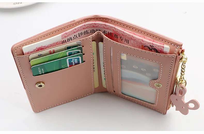 Trendy Cheap Coin Purse Ladies Brand PU Leather Patchwork Matching Colors Mini Pouch Key Holder Short Wallet