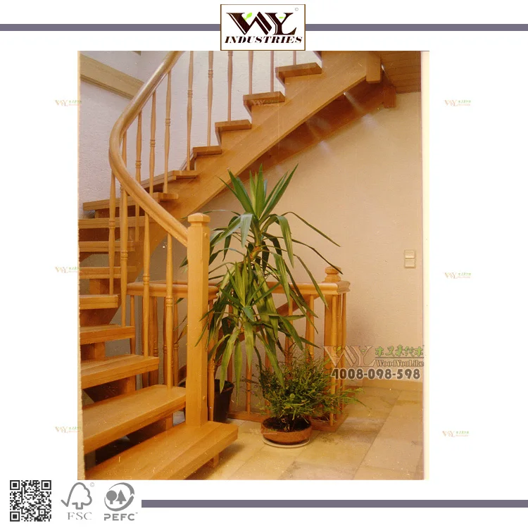 
modern style indoor curved beech wood stairs 